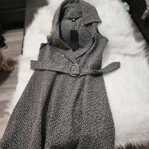 Mirror, casual tweed dress vest with belt